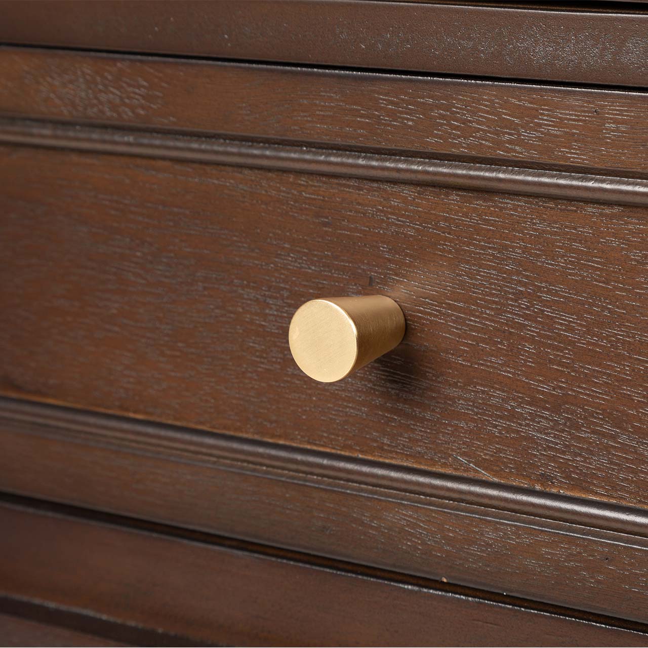 Lindon 2 Door 2 Drawer Sideboard Walnut Brown- Kd With Gold Handles