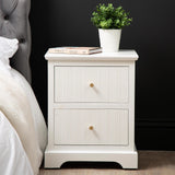 Lindon 2 Drawer Bedside Cabinet White With Gold Handles