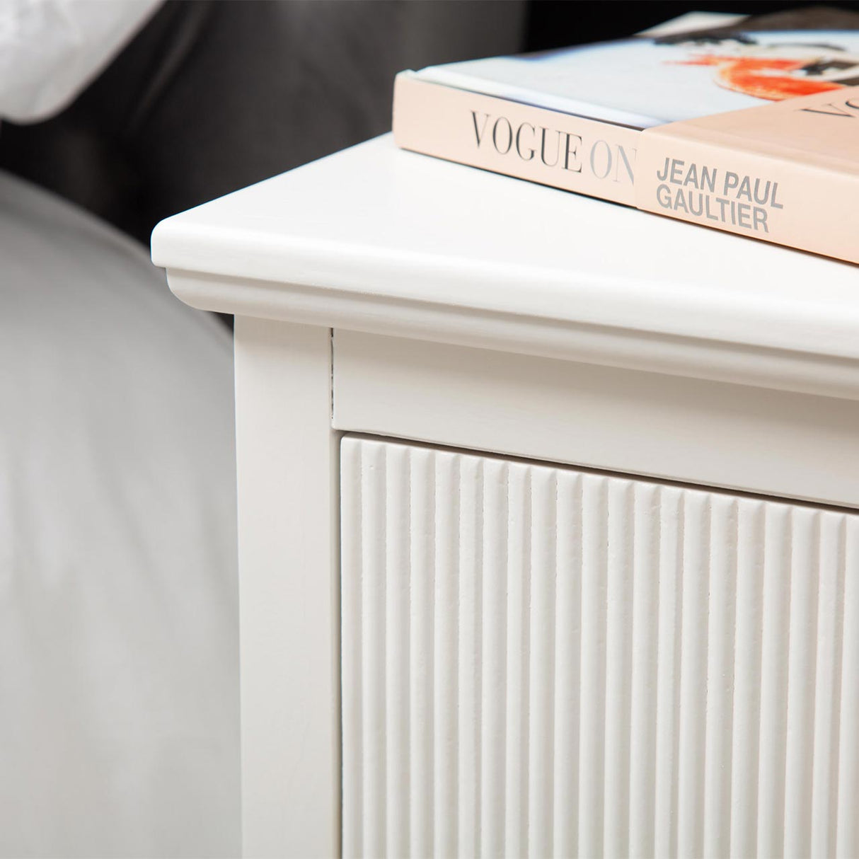 Lindon 2 Drawer Bedside Cabinet White With Gold Handles