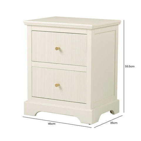 Lindon 2 Drawer Bedside Cabinet White With Gold Handles