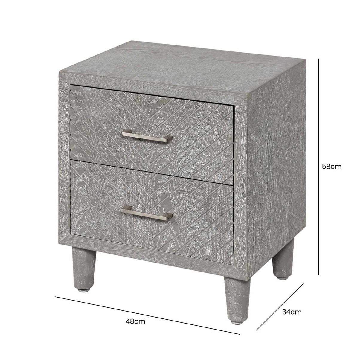 Venus 2 Drawer Bedside Cabinet Grey Elm-Kd Legs