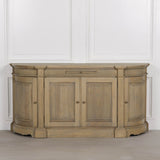Rustic wooden buffet sideboard with fluted detailing and three doors. view 3