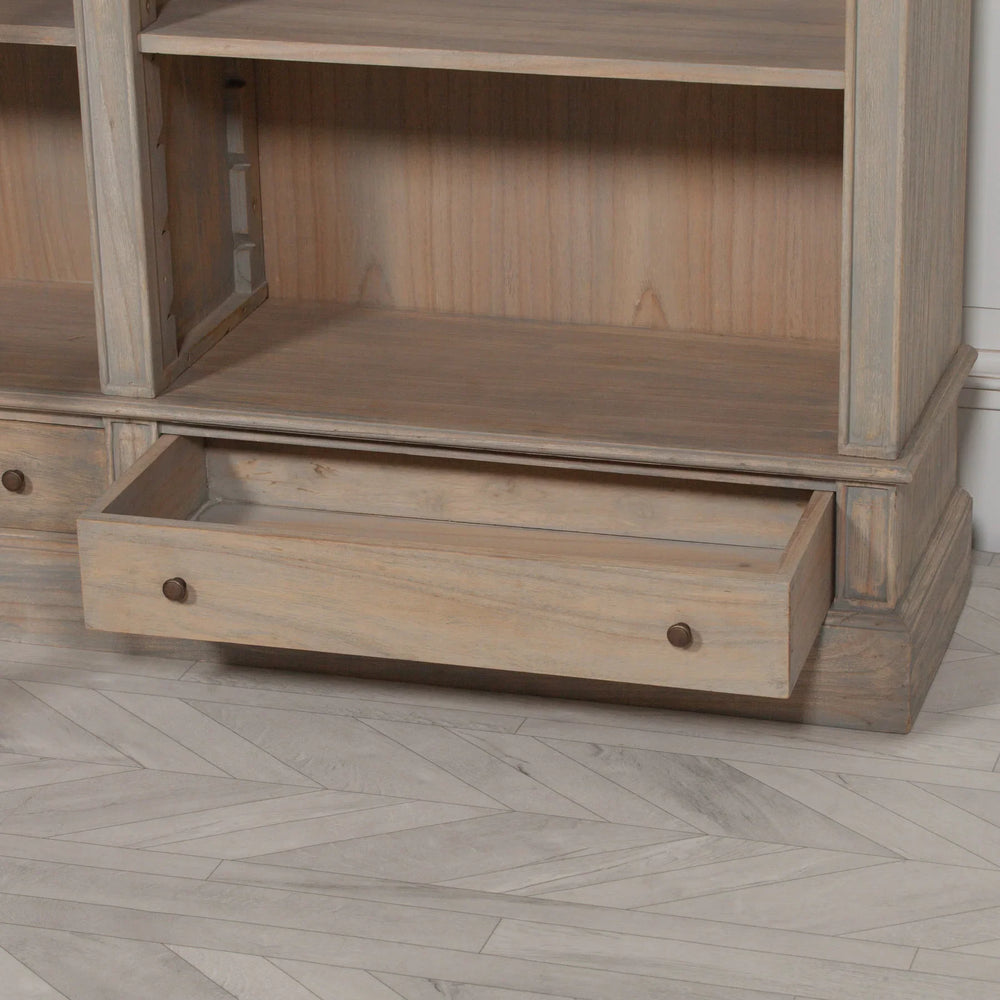 Large Rustic Wooden Bookcase with Ladder