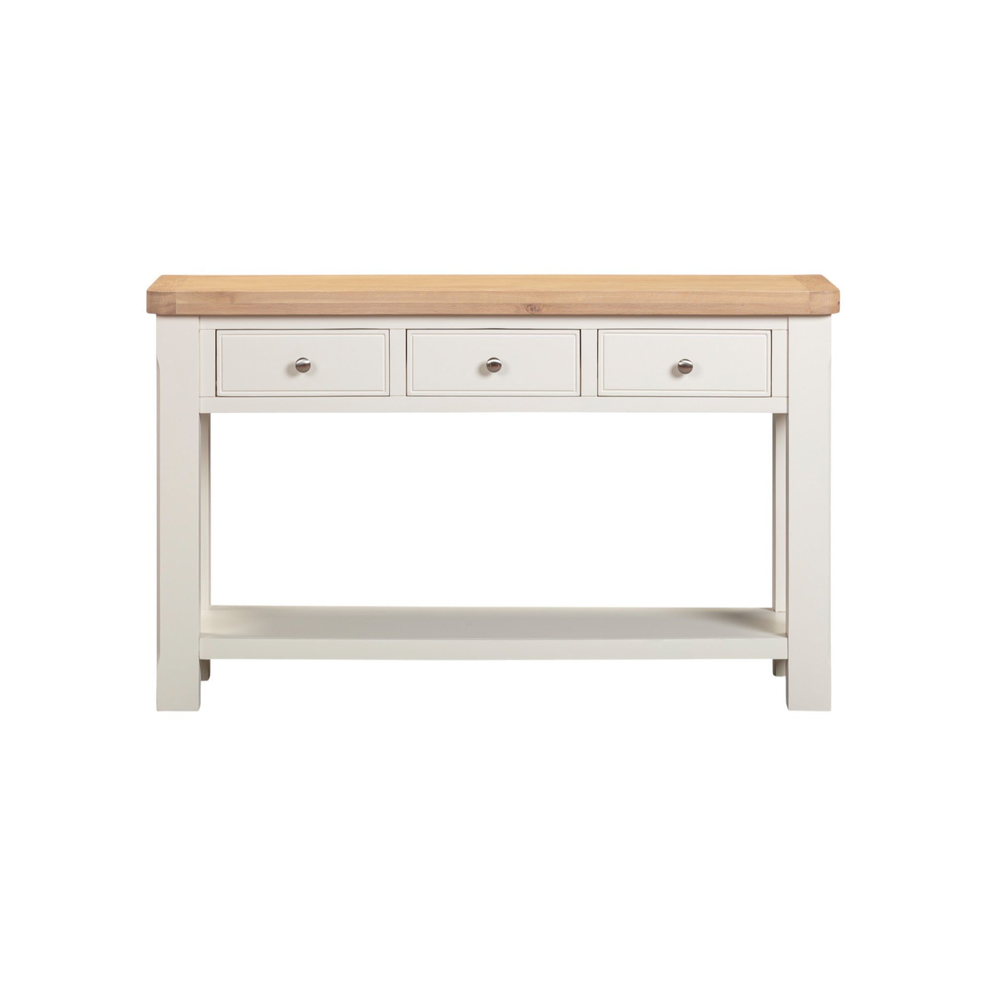 Wooden kitchen island with white base on a white background