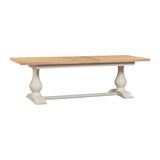 Wooden table with white base on a white background