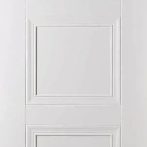 White Amsterdam interior door with three rectangular panel design front view