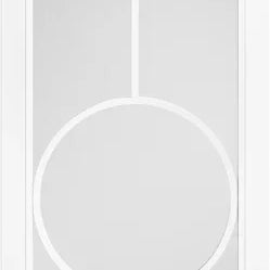 White Bowery clear glazed interior door with geometric panel design