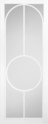 White Bowery clear glazed interior door with geometric panel design