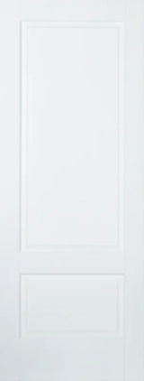 White internal door with two panels and minimalist design