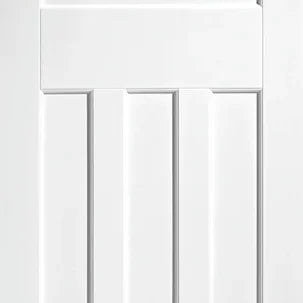 White interior door with modern DX 30s style vertical panel design