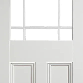 White unglazed 9 light internal door with rectangular panels and classic moulding