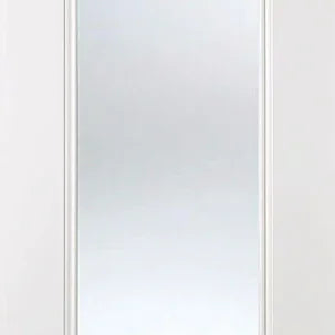 White glazed interior door with large central frosted glass panel, front view