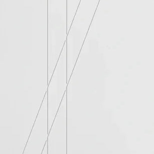 White gloss wardrobe door panel with thin diagonal line detailing