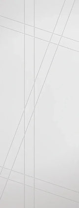 White gloss wardrobe door panel with thin diagonal line detailing