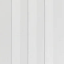 White internal door with three vertical recessed panels, modern smooth finish