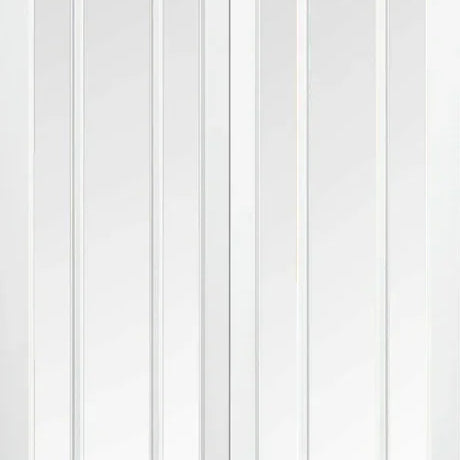 White Manhattan glazed doors pair with glass panels and geometric detailing