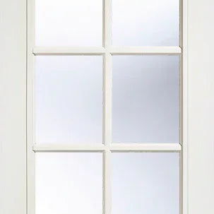 White moulded glazed door with 10 clear glass panels, straight front view