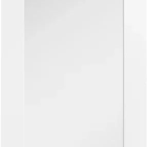 white glazed internal door with clear glass central panel and smooth finish