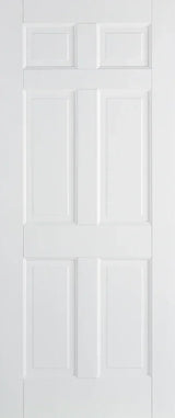 White Regency internal door with six raised rectangular panels, classic design front view