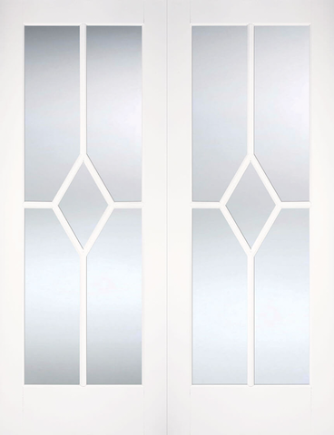 White Reims Glazed Pair - White - 1981 x 1168 (46") x 40mm