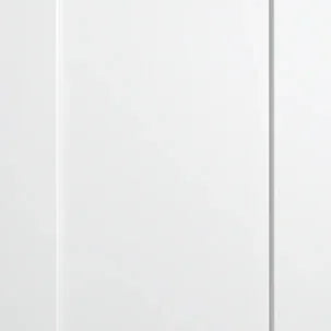 White shaker cabinet door with single recessed panel, smooth finish, front view