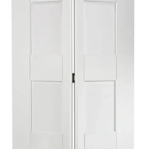 White shaker glazed 4 panel bi-fold door closed, showing vertical design details