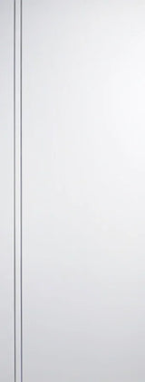 White wardrobe door panel with simple vertical groove detail close up