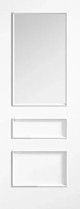 White glazed Toledo internal door with three inset rectangular panels, modern style