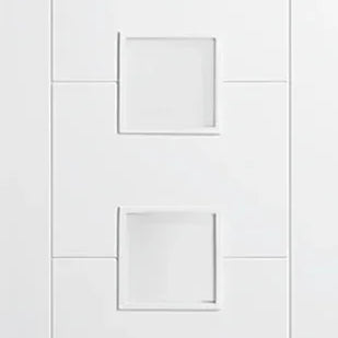 White Vancouver Glazed 4L frosted interior door with four square glass panels