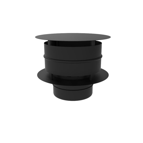 130mm Black Solinox Rain Wind Cowl designed for effective ventilation and protection against rain and wind, featuring a sleek black finish that complements various installations.
