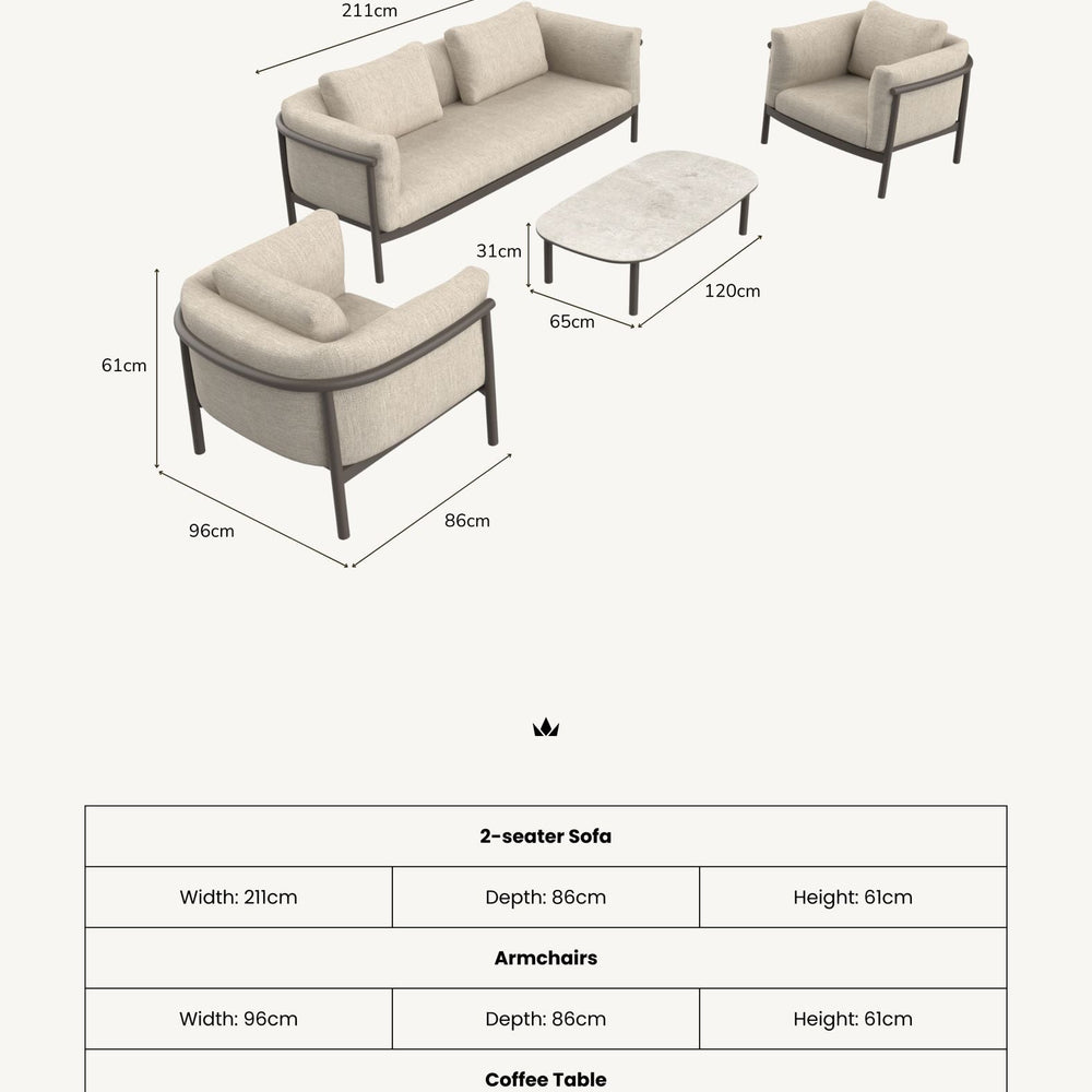 Image of ZOYA 4-Seater Lounging Set with Coffee Table