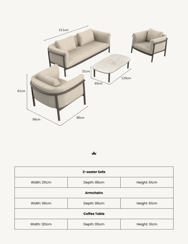 Image of ZOYA 4-Seater Lounging Set with Coffee Table
