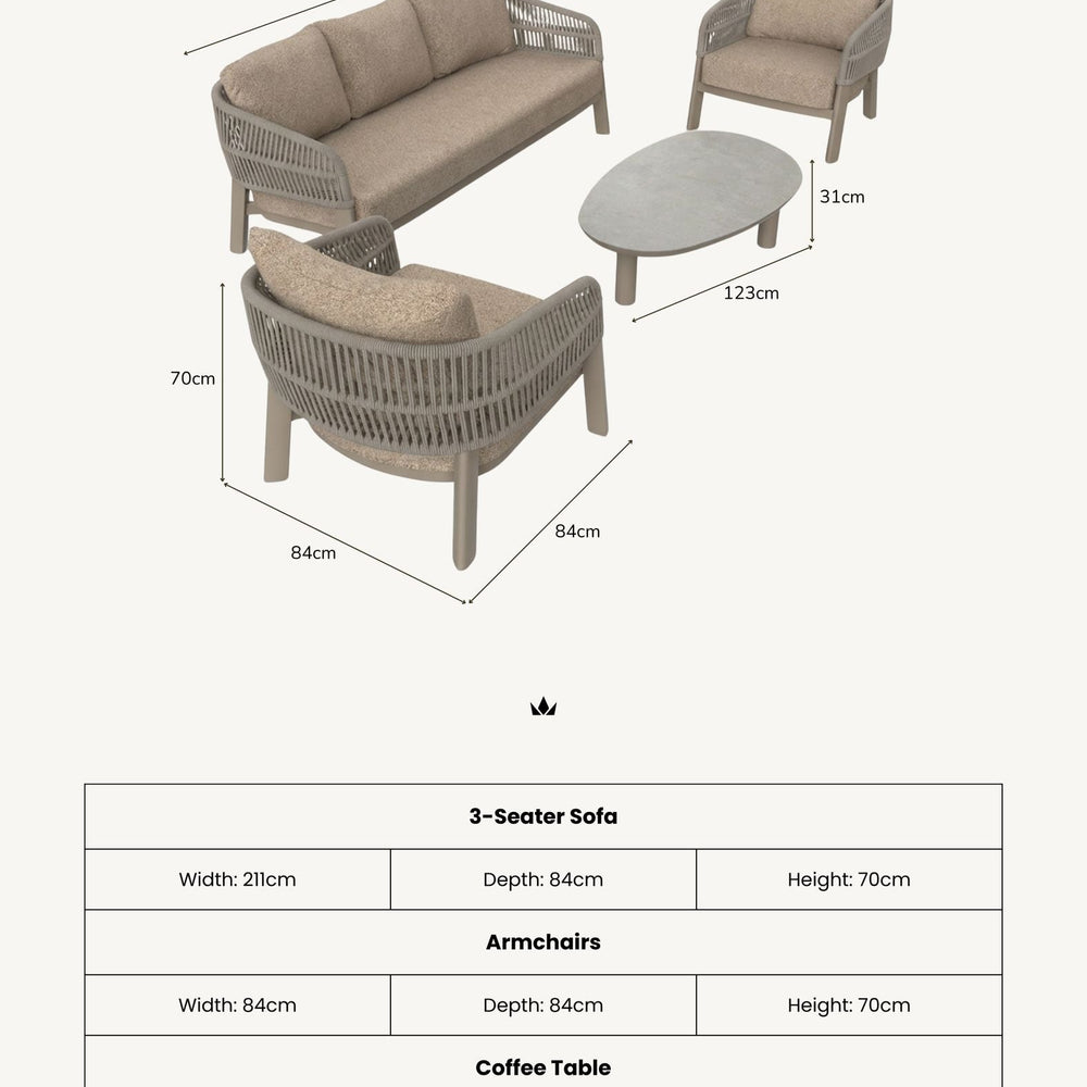 Image of ZURO 5-Seater Lounging Set with Coffee Table