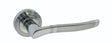 Zinc escutcheon door handle in brushed chrome finish, modern design, side view