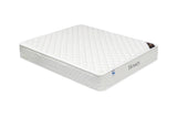 white honey mattress with quilted top and side label, shown at angled view