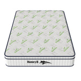 Bamboo fabric mattress with quilted top and reinforced edge, front HoneyB logo visible