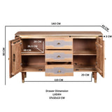 Wilton sideboard made from solid acacia wood with grey finish
