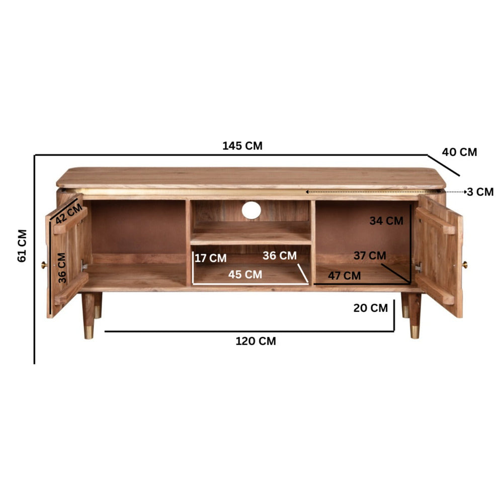 Stylish Wilton Acacia Wood TV unit in natural and grey finish