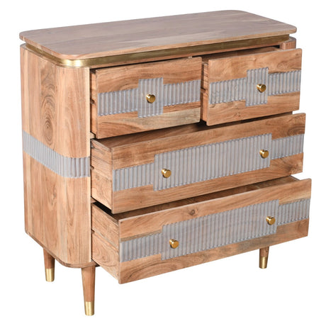 Stylish Wilton 4 Drawer Chest made of natural acacia wood