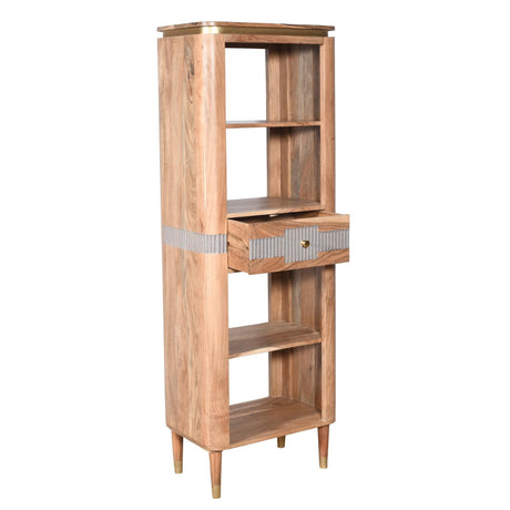 Wilton Acacia Wood bookcase with two drawers in modern living space
