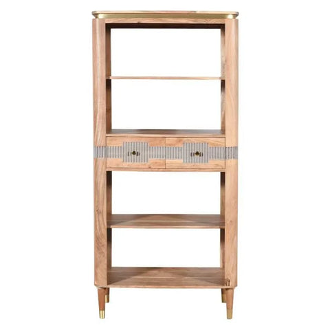 Wilton Acacia Wood 2 Drawers Open Bookcase - View 2