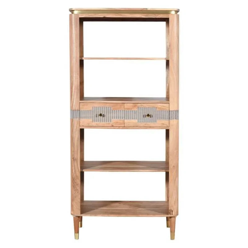 Wilton Acacia Wood 2 Drawers Open Bookcase - View 2