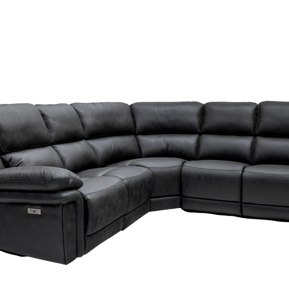 Charcoal Fabric Corner Group with 2 Electric Recliners