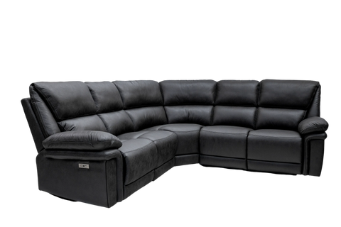 Charcoal Fabric Corner Group with 2 Electric Recliners