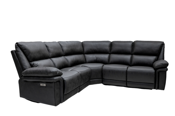 Charcoal Fabric Corner Group with 2 Electric Recliners