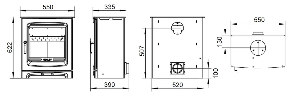 Alderwood 6.7kW Multi Fuel (Eco) - Technical Drawing