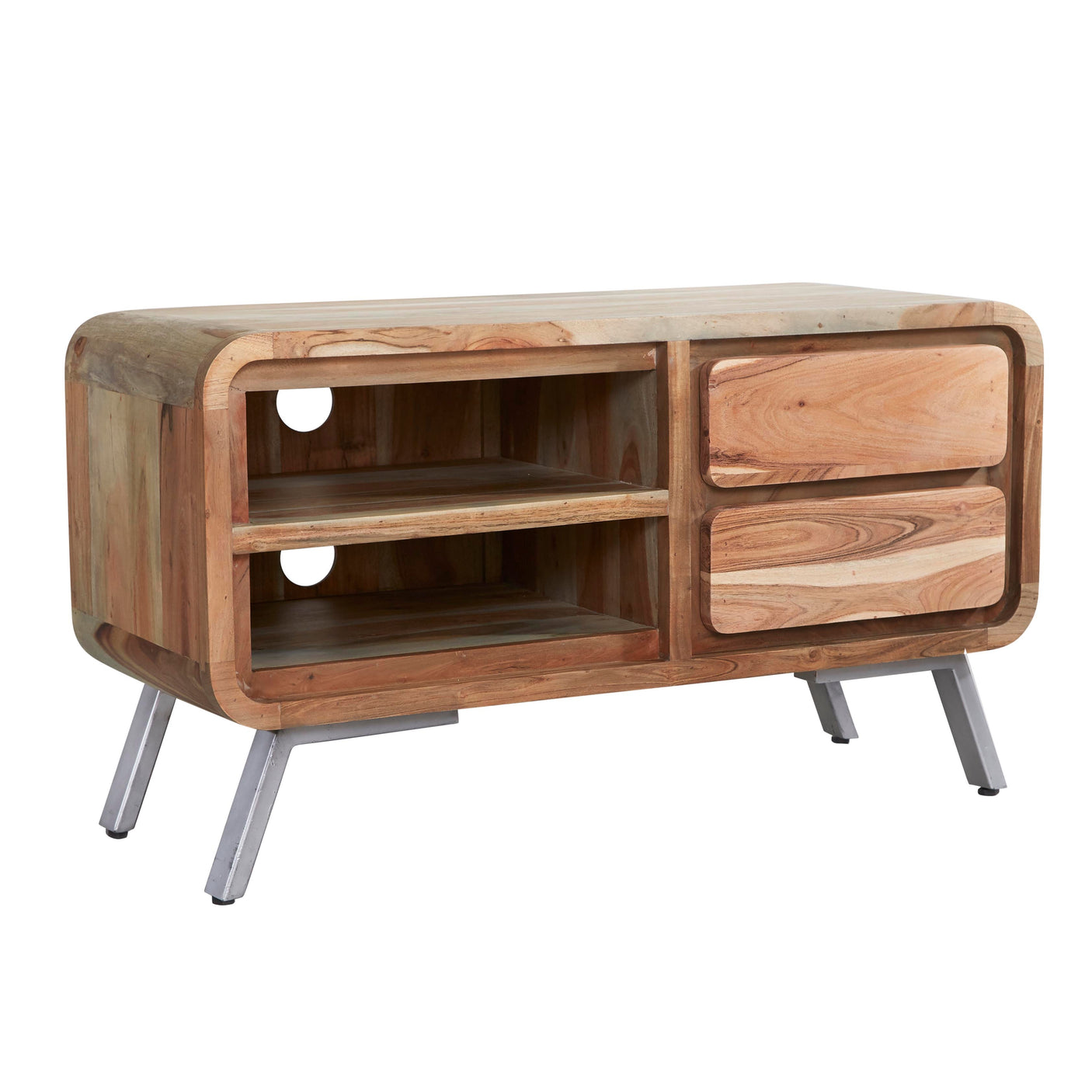 Aspen Medium TV Cabinet made from solid hardwood and reclaimed metal