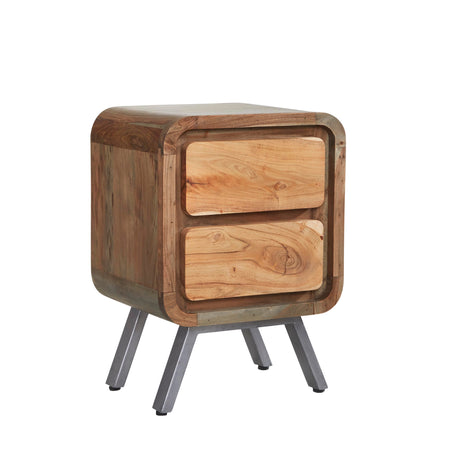 Aspen 2 Drawer Lamp Table made from solid hardwood and reclaimed metal