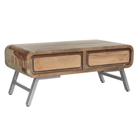 Aspen Coffee Table with 2 drawers, crafted from solid hardwood and reclaimed metal