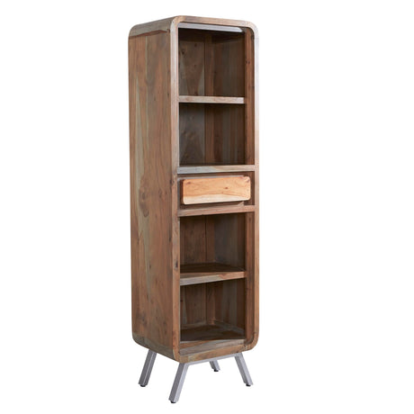 Aspen Narrow Bookcase made from solid hardwood and reclaimed metal